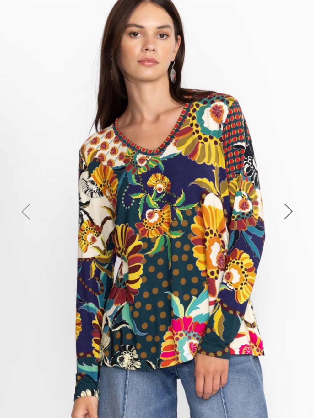 Johnny Was Janie Long sleeve swing tee size medium